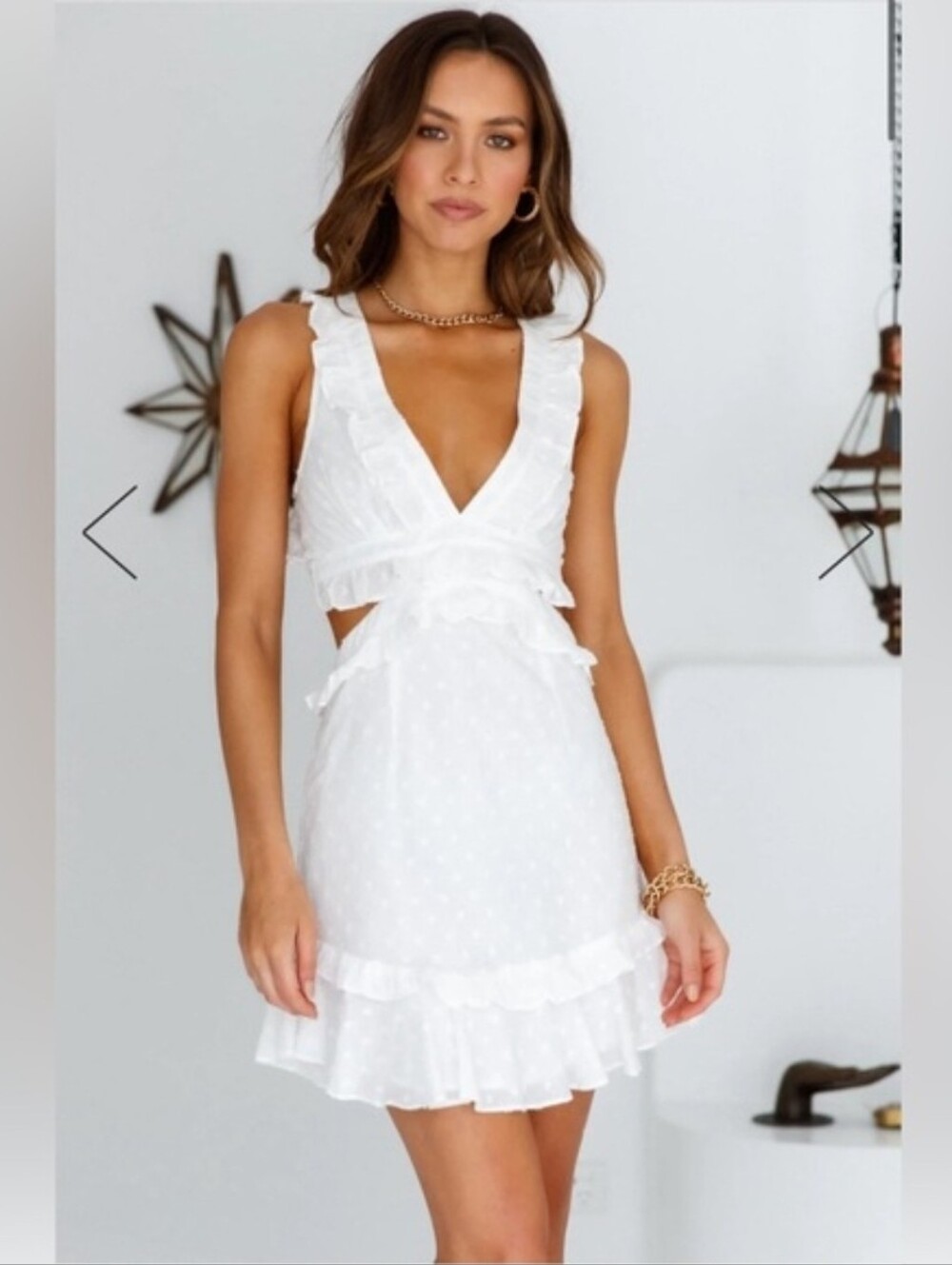 Hello Molly So Into You Mini Summer  Dress Size US sz 2 White. Back Ties